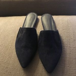 Jenni Kayne Navy Suede Leather Pointed Toe Mules